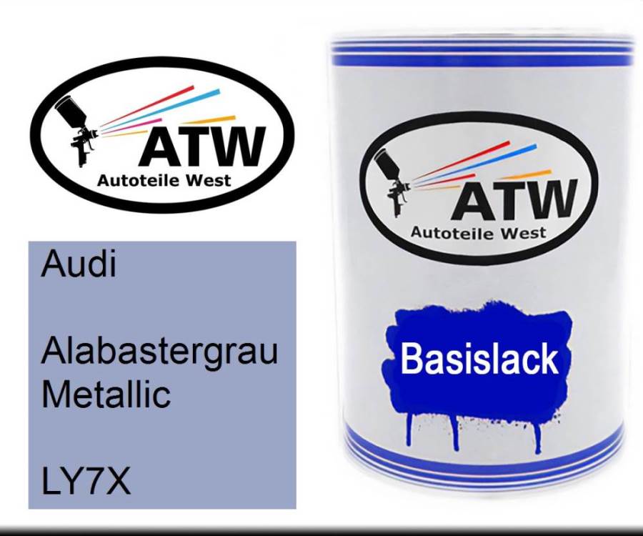 Audi, Alabastergrau Metallic, LY7X: 500ml Lackdose, von ATW Autoteile West.